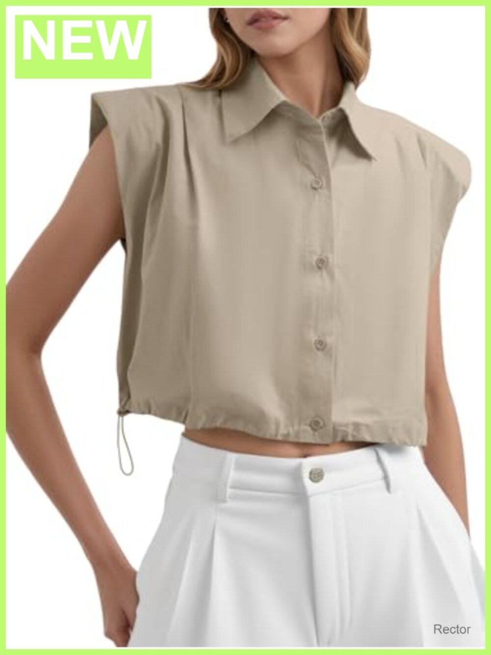 Womens 100% Cotton Sleeveless Button Down Crop Tank Top Casual Summer